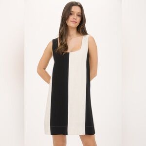 NWT Blu Pepper Linen Blend Striped Dress Black and Cream Size L